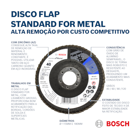 Disco Flap 4.1/2'' Grão 40 2608619288 BOSCH-55aab4f3-3458-420b-aded-7b4c112d4f11
