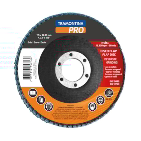 Disco Flap 4.1/2'' Grão 45104/003 TRAMONTINA PRO-c3a1f4cb-758f-4ce9-98b7-32091b022eb1