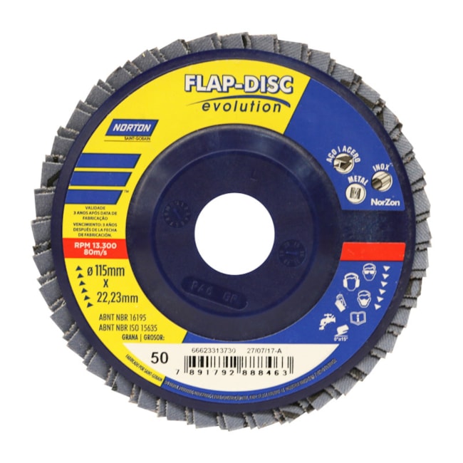 Disco Flap 4.1/2'' Grão 50 R 822 PLASTICO NORTON -ef557875-5982-4e7e-a884-032cd7d11a70
