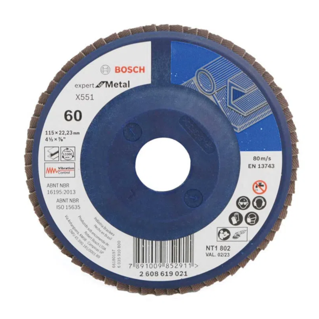 Disco Flap 4.1/2'' Grão 60 2608619021 BOSCH-57ee535f-5dad-4ff9-85f0-22ef57d679ef