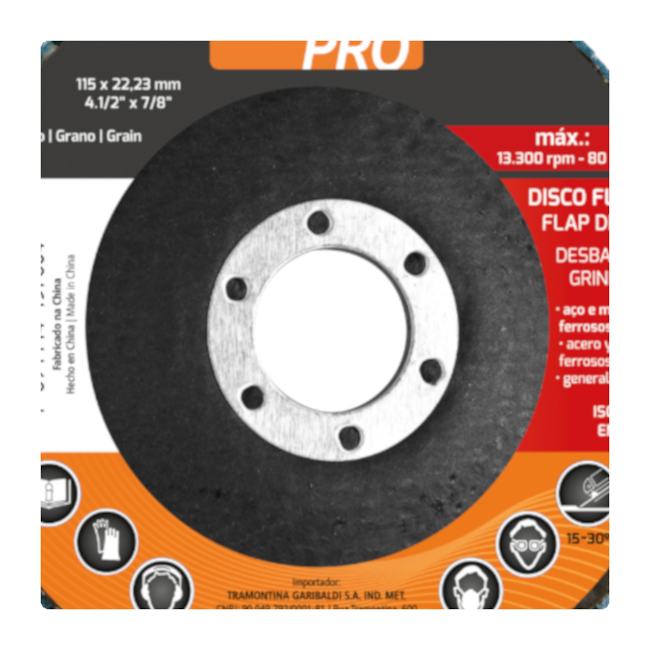 Disco Flap 4.1/2'' Grão 60 45104/002 TRAMONTINA PRO-d405e1db-f607-4e0c-8389-3a84206522b7