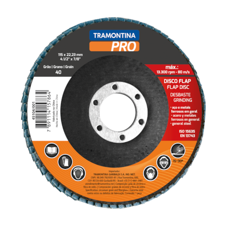 Disco Flap 4.1/2'' Grão 60 45104/002 TRAMONTINA PRO-53dd83f2-33d7-4b04-b173-91c8e6f19b33