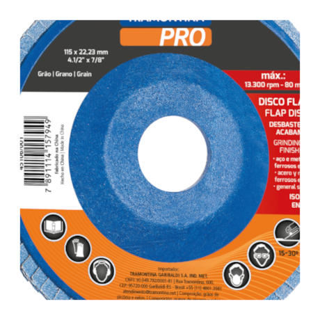 Disco Flap 4.1/2'' Grão 60 45106/002 TRAMONTINA PRO-21b621c5-56ac-4b8a-a64a-1da9a5bb9aed