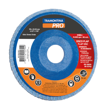 Disco Flap 4.1/2'' Grão 60 45106/002 TRAMONTINA PRO-538d8d1a-1715-4a37-8f08-b5b71d6b0132