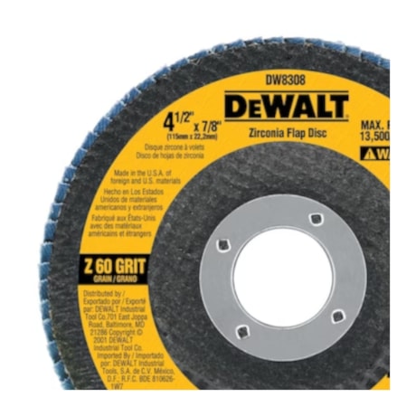 Disco Flap 4.1/2'' Grão 60 Fibra Curvo DW8308-BR DEWALT