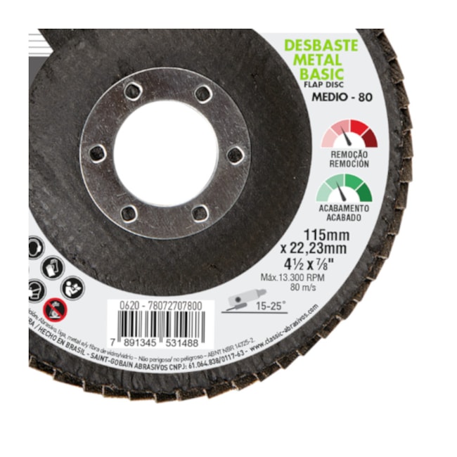 Disco Flap 4.1/2'' Grão 80 Classic Basic NORTON-784760e0-441c-40e5-a8e1-a6821578b114