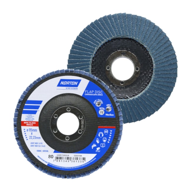 Disco Flap 4.1/2'' Grão 80 R 822 FIBRA NORTON-34741e22-1020-4ddc-8d58-feff54812f3b