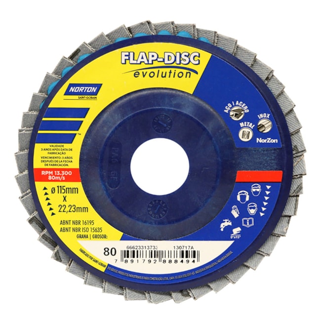Disco Flap 4.1/2'' Grão 80 R 822 PLASTICO NORTON-4733348a-78cc-44c9-a4b9-e99f37f8b99f