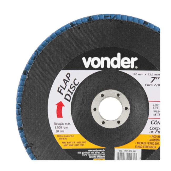 Disco Flap 7'' Grão 40 1225700041 VONDER-baf47409-328e-4446-b7e5-a3f3d909d751