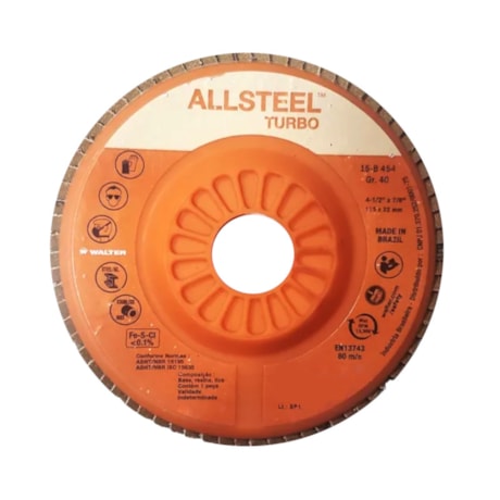 Disco Flap 7'' Grão 40 ALLSTEEL TURBO 15B704 WALTER ABRASIVOS-a151c1f3-687c-4967-a2cd-79692162d27b