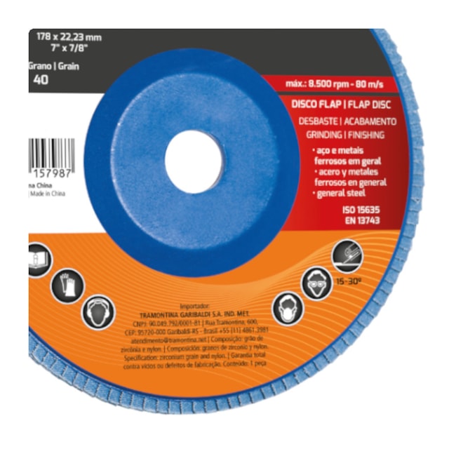 Disco Flap 7'' Grão 60 45107/002 TRAMONTINA PRO-ae2079f8-83c9-461b-925a-12ff27c97489