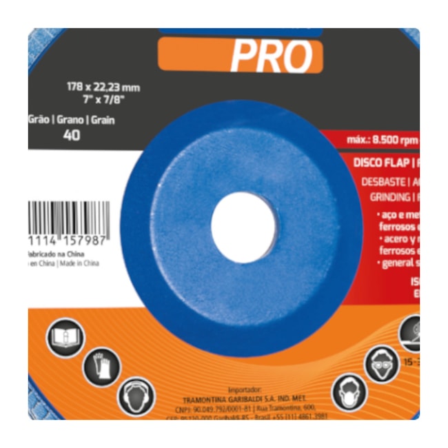 Disco Flap 7'' Grão 60 45107/002 TRAMONTINA PRO-1aa208f5-7dc6-4d4e-a350-18d1bc3da847