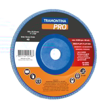 Disco Flap 7'' Grão 60 45107/002 TRAMONTINA PRO-affee1e6-3072-4dc8-bb22-f2ac294d2759