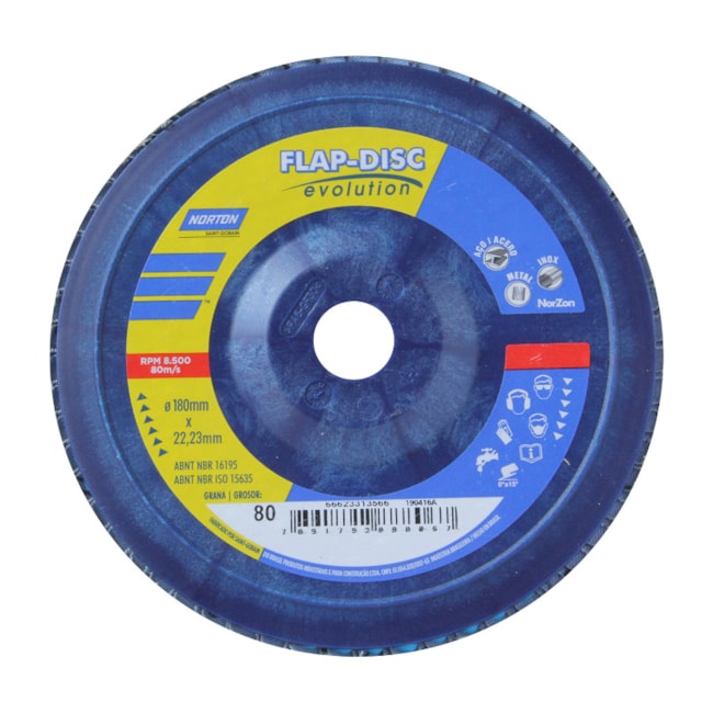 Disco Flap 7'' Grão 80 R 822 PLASTICO NORTON -b0dacc86-38fe-4451-ab32-08f43f0c8ac7