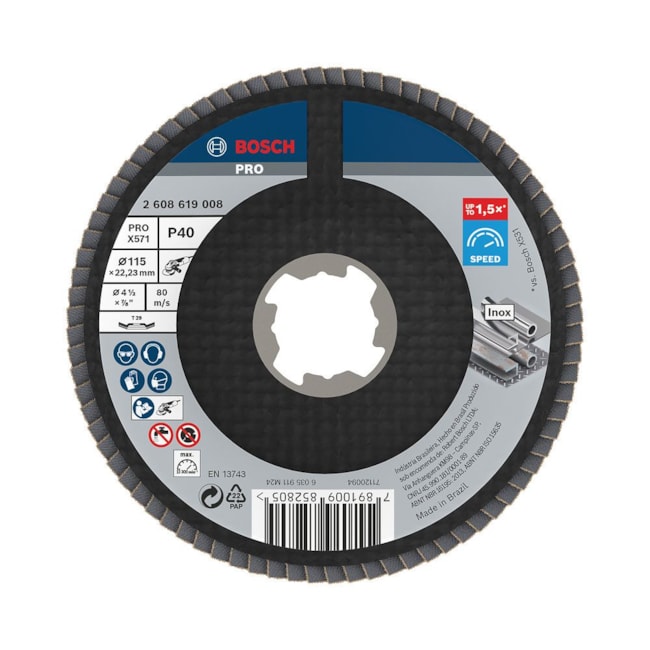 Disco Flap PRO X571 115mm GR40 Curvo Fibra de Vidro 2608619008 BOSCH-a610beab-21df-4f89-b0d9-a20e1dfeae61