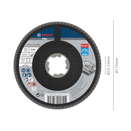 Disco Flap PRO X571 115mm GR40 Curvo Fibra de Vidro 2608619008 BOSCH-3abea207-2f6a-497d-90aa-31722d1b7bd2