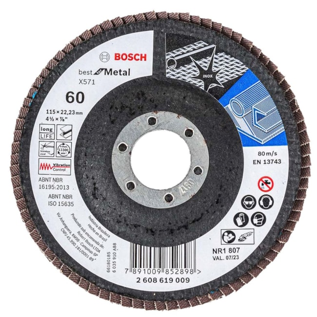 Disco Flap PRO X571 115mm GR60 Curvo Fibra de Vidro 2608619009 BOSCH-ed47acc9-e7a4-4ac1-a147-2983ed3a195d
