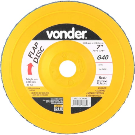 Disco Flap Reto 7'' Gão 40 1225700040 VONDER-dba8e493-4e7b-4c2b-bcc7-5291e1281e09