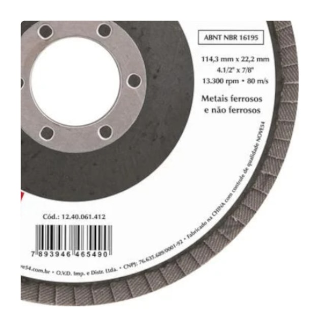 Disco Flap Reto 7'' Grão 120 1240121007 NOVE54-b1538dae-37fc-4760-ab43-745b27eb44f8
