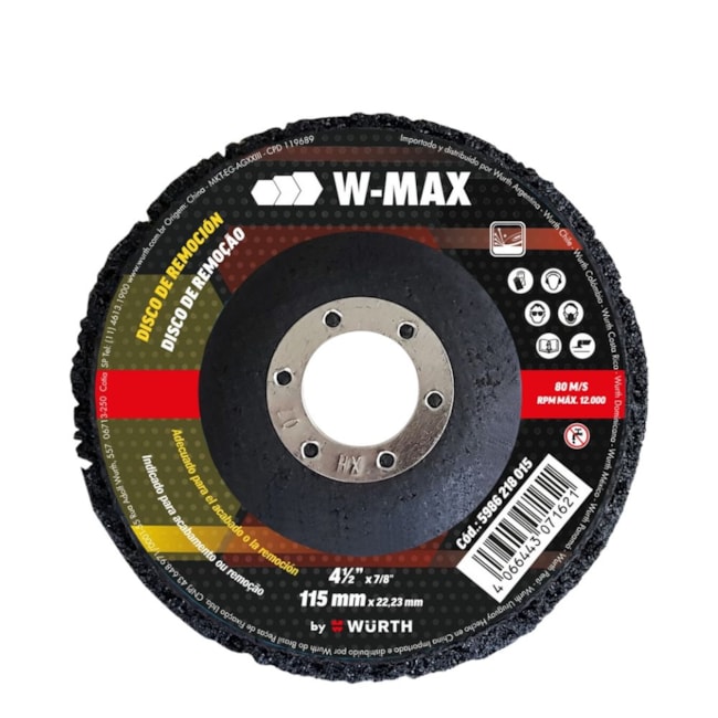 Disco Removedor em Nylon 115mm 5986218015 W-MAX WURTH-746cc75f-dbbf-4640-8117-bc2072c7bbba