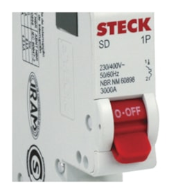 Disjuntor 1P 16A C 3kA DIN Curva C com Alavanca Articulada SDD61C16 STECK