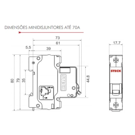 Disjuntor 1P 20A C 3kA DIN Curva C com Alavanca Articulada SDD61C20 STECK-5c6eaee4-dd7e-4e1f-8f27-3d4970f30f52