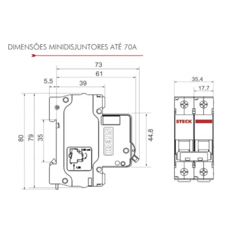 Disjuntor 2P 20A C 3kA DIN Curva C com Alavanca Articulada SDD62C20 STECK-a08966ff-4c77-474f-89c3-5601404e6cbd