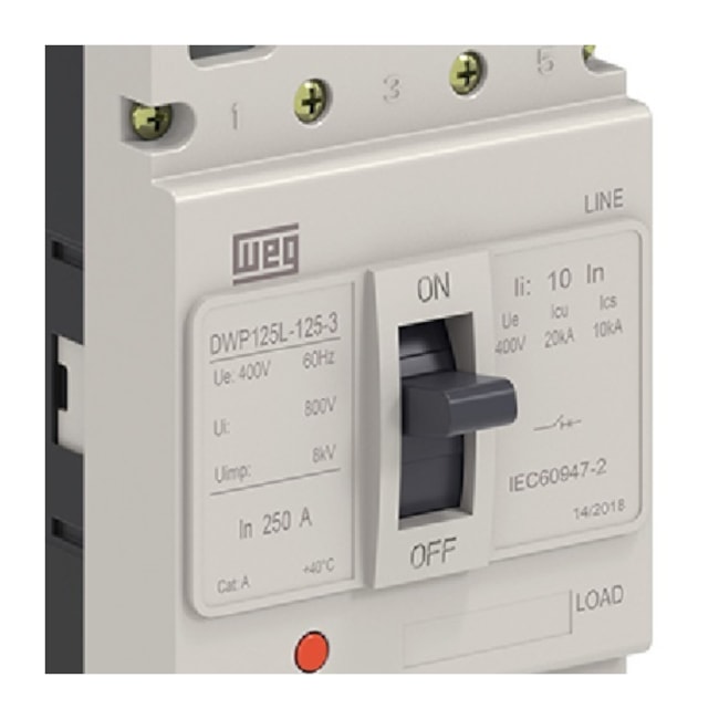 Disjuntor 3P 100A 20kA Caixa Moldada com Alavanca Articulada DWP125L-100-3 WEG-85ba0514-b9f7-4928-86f1-838dddc11067