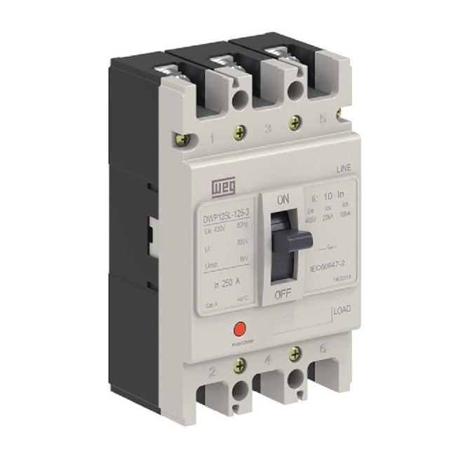 Disjuntor 3P 100A 20kA Caixa Moldada com Alavanca Articulada DWP125L-100-3 WEG-421f9d6f-1a33-4c8d-a7dc-ed40f12e0bcb