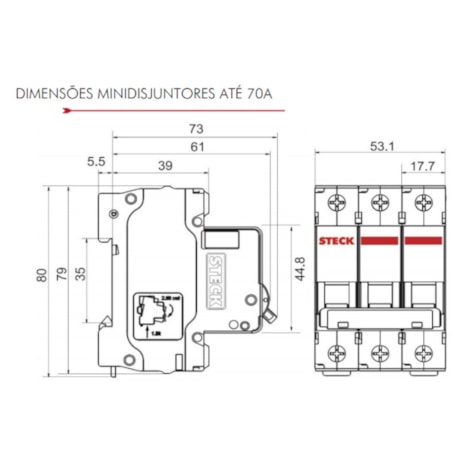 Disjuntor 3P 32A C 3kA DIN Curva C com Alavanca Articulada SDD63C32 STECK-25705fa4-553b-432a-aa13-978b9cdbceb3