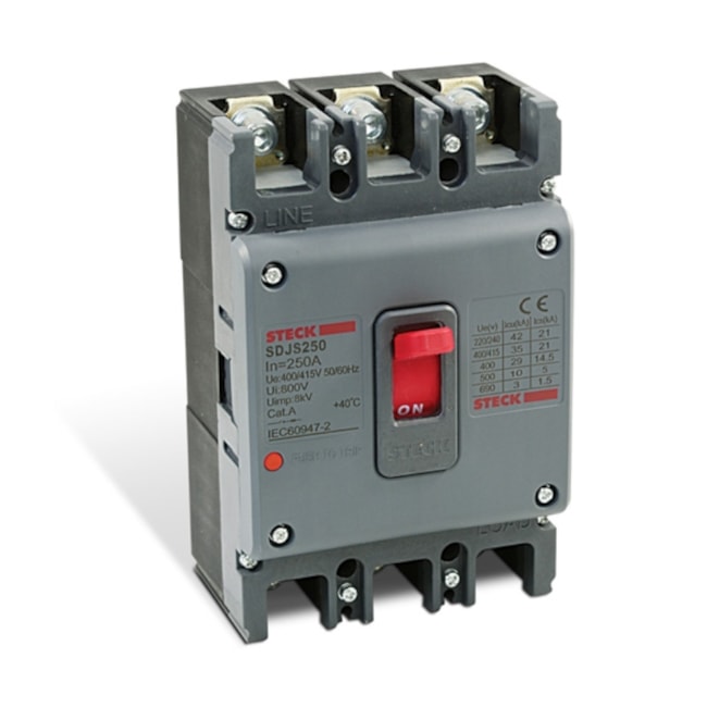 Disjuntor 3P Caixa Moldada 250A 36 KA 220V SDJS250 STECK-488d8a72-04c8-4b9f-8872-b56f4c3101e2