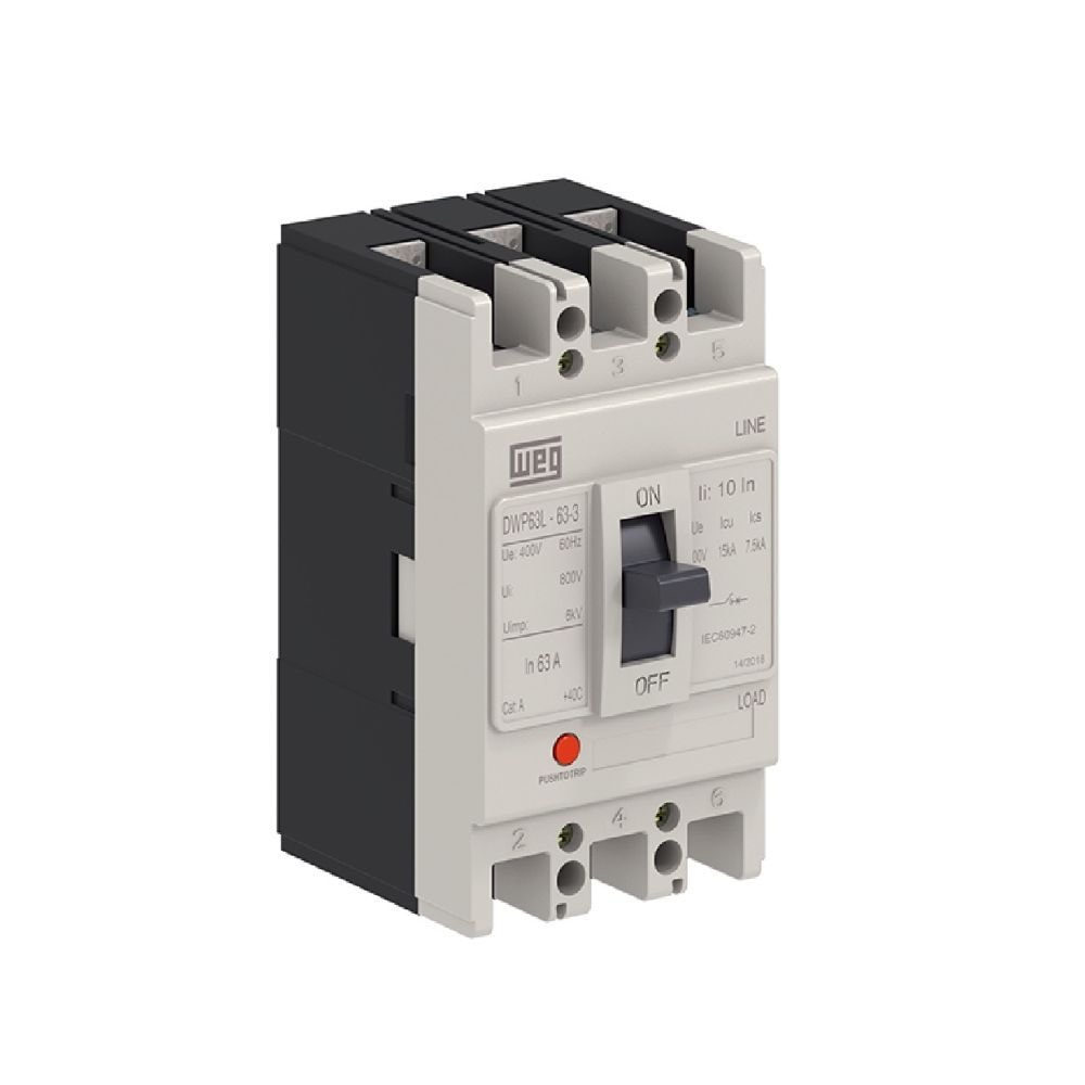 Disjuntor 3P Caixa Moldada 80A 20KA 380-400V DWP125L-80-3 WEG