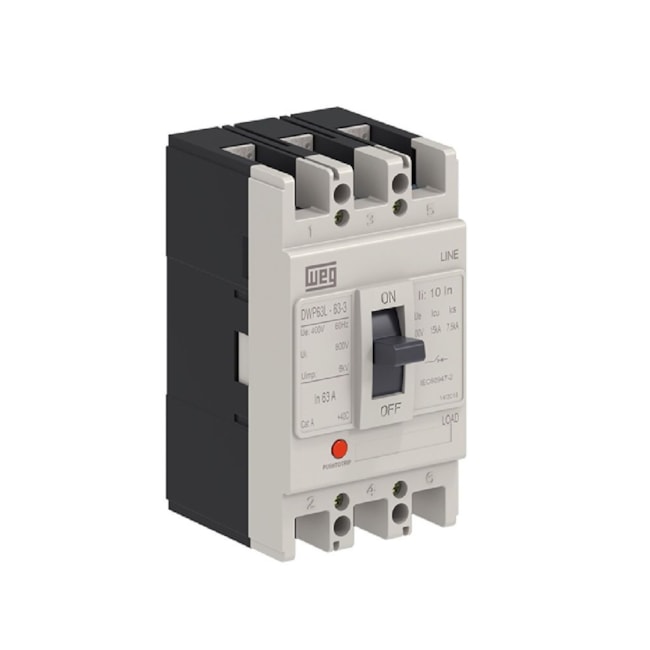 Disjuntor 3P Caixa Moldada 63A 15KA 380-400V DWP63L-63-3 WEG-62545abe-066b-4adc-8860-fc5cb7b8cd38