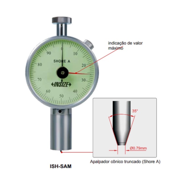 Durômetro Shore A Portátil Analógico 10 a 90 1SH ISH-SAM INSIZE-cdac8e57-acdc-4103-8da5-28ca5b556ced