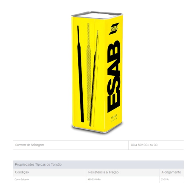 Eletrodo 4.00 x 350mm ASME SFA 5.1 E6013 309936 5 Kg ESAB-6b4c667a-da72-4669-aab4-350012c5b4d7