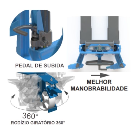 Empilhadeira Hidráulica Manual com Pedal 1000kg PM 1016 PALETRANS-0570432e-c32b-41e9-a621-18982e255678