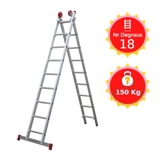 Escada de Alumínio Extensiva com 18 Degraus 2,68 metros ESC0618 BOTAFOGO -670354c8-c527-460b-a6ab-b17e6f2ac4fb