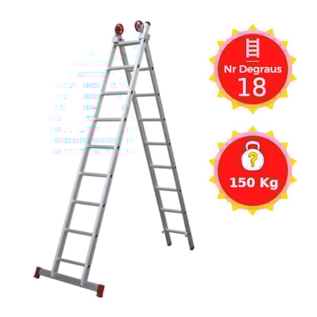 Escada de Alumínio Extensiva com 18 Degraus 2,68 metros ESC0618 BOTAFOGO -ff149aac-fd8c-4240-a44a-45f690cc7938