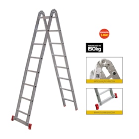 Escada de Alumínio Multifunção 3x1 com 16 Degraus 2,25 Metros ESC0579 BOTAFOGO