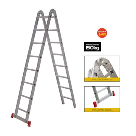 Escada de Alumínio Multifunção 3x1 com 16 Degraus 2,25 Metros ESC0579 BOTAFOGO-f7bea1a8-e623-4270-9b86-4e927fbca2af