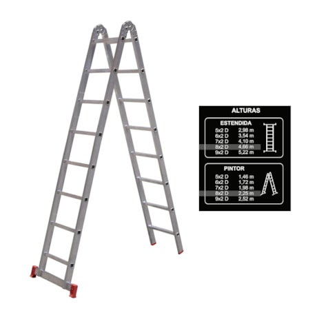 Escada de Alumínio Multifunção 3x1 com 16 Degraus 2,25 Metros ESC0579 BOTAFOGO-8b24476f-91f7-4ca6-992c-9bf10c635e69