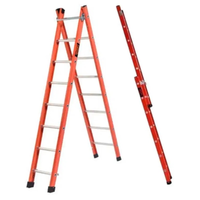 Escada de Fibra de 7 Degraus Extensível e Tesoura 2.2 x 3.74 Metros ETAF-7X11 SÍNTESE-a66baaa6-1402-43db-8e57-6511c4133d26