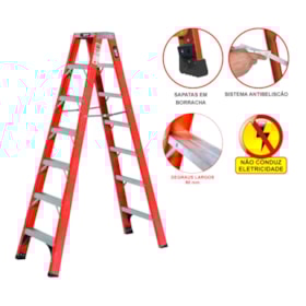 Escada de Fibra de Vidro com 7 Degraus 2,04 metros EFR9921 BOTAFOGO