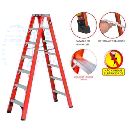Escada de Fibra de Vidro com 7 Degraus 2,04 metros EFR9921 BOTAFOGO -e5e30938-bf39-4a44-a148-4a116e1c841d