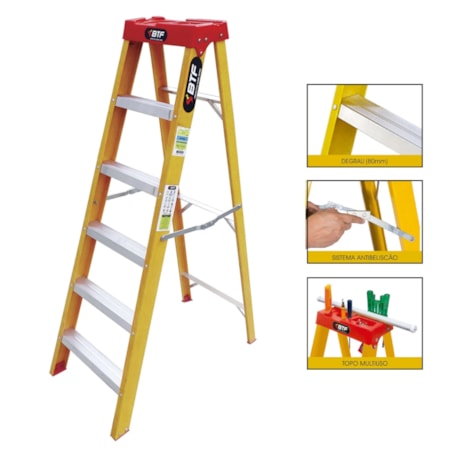 Escada de Fibra Tesoura Prática com 5 Degraus 1.52 Metros EFP5909 BOTAFOGO-c14e4d02-6c4a-4517-9cc3-1a7575340b3f
