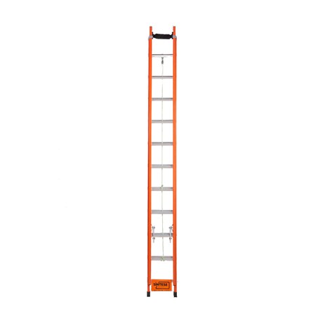 ESCADA EM FIBRA DE VIDRO EXTENSIVA 36 DEGRAUS (REDONDO REBITADO) – D-GRAAL  - Escada em fibra de vidro 6,60 x 11,10 metros modelo extensível 36 degraus  (redondo rebitado) - EAFR-36 - D-Graal