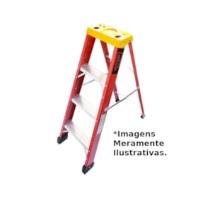 Escada Fibra de Vidro Tesoura 3 Degraus 1,20 Metros RAF-03 SINTESE