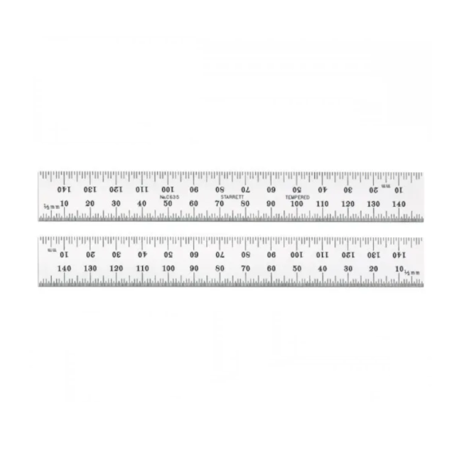 Escala de Aço com Graduação de 150mm e 0.5mm de um Lado e 1mm e 0.5mm no Lado Oposto C635-150 STARRETT-64988239-b1df-46a4-be52-86f1158380c7