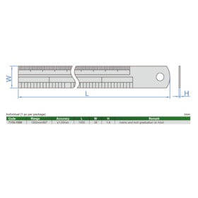 Escala de Aço Inox 1500mm 7110-1500 INSIZE