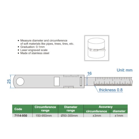 Escala Flexível para Medição 60-900mm 0.1mm 7114-950 INSIZE-7f658e37-b56c-499e-b2f9-ae790d619656